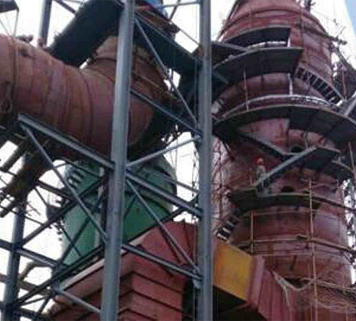 大潤通電廠-安裝新脫硫、脫硝、鍋爐鋼結(jié)構(gòu)主體